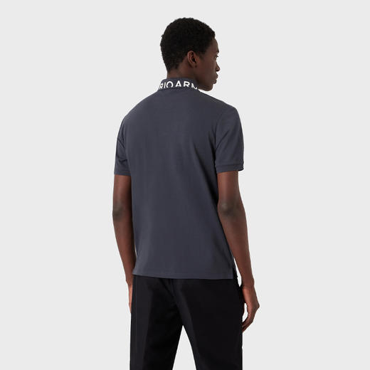 EMPORIO ARMANI 阿玛尼 男士标志衣领丝光珠地布短袖 Polo 衫 蓝色 3R1FG4 1JTKZ 09I0 商品图2