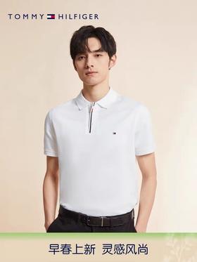 TOMMY HILFIGER   23新款春夏男装丝光棉撞色提花门襟翻领短袖POLO衫30768