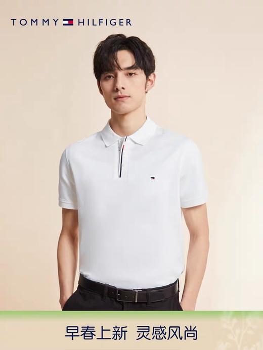 TOMMY HILFIGER   23新款春夏男装丝光棉撞色提花门襟翻领短袖POLO衫30768 商品图0