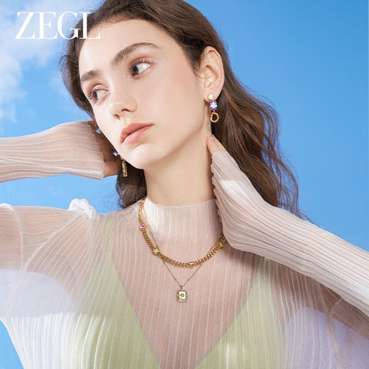 ZEGL设计师早春调色盘系列古巴叠戴项链女2023年新款锁骨链配饰品 商品图4