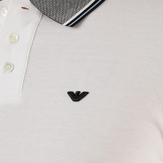 EMPORIO ARMANI 阿玛尼 男士棉质刺绣徽标短袖POLO衫 白色 3R1FC0 1JTKZ 0100 商品图3