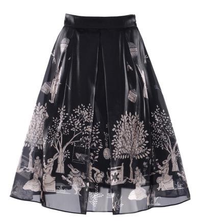 黑色爱丽丝定位印花水晶纱半裙 商品图0