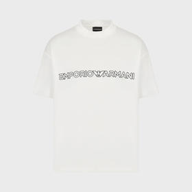 EMPORIO ARMANI 阿玛尼 男士字母徽标印花圆领短袖T恤 白色 3R1TBD 1JUVZ 0101