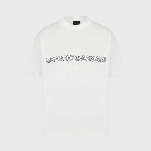 EMPORIO ARMANI 阿玛尼 男士字母徽标印花圆领短袖T恤 白色 3R1TBD 1JUVZ 0101 商品图0