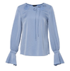 蓝色缎面醋酸镂空领口衬衣 商品缩略图0