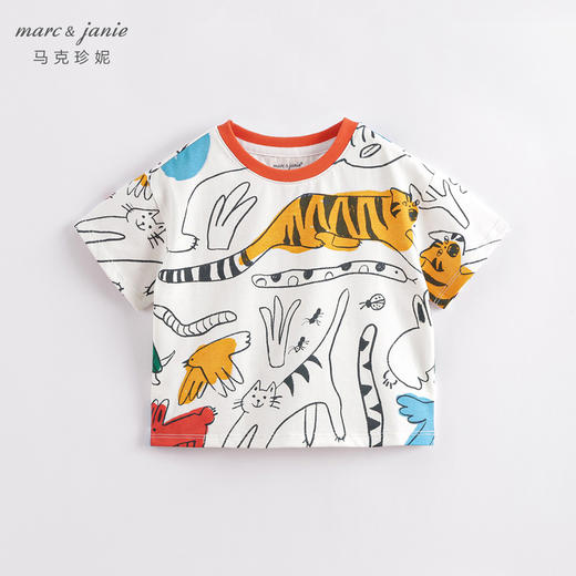 马克珍妮夏装新款 男童趣味涂鸦全棉短袖T恤230789 商品图2