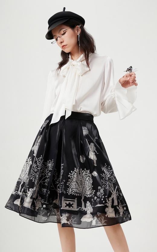 黑色爱丽丝定位印花水晶纱半裙 商品图1