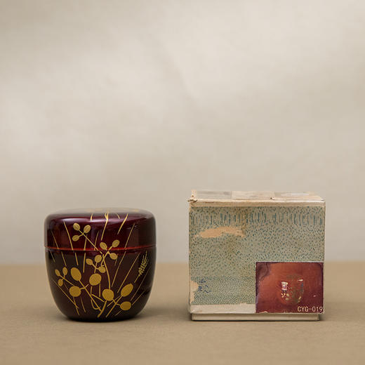 朱漆描金三叶草茶入 商品图0