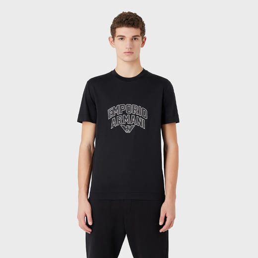 EMPORIO ARMANI 阿玛尼 男士字母徽标印花圆领短袖T恤 蓝色 3R1TBF 1JUVZ 0920 商品图1