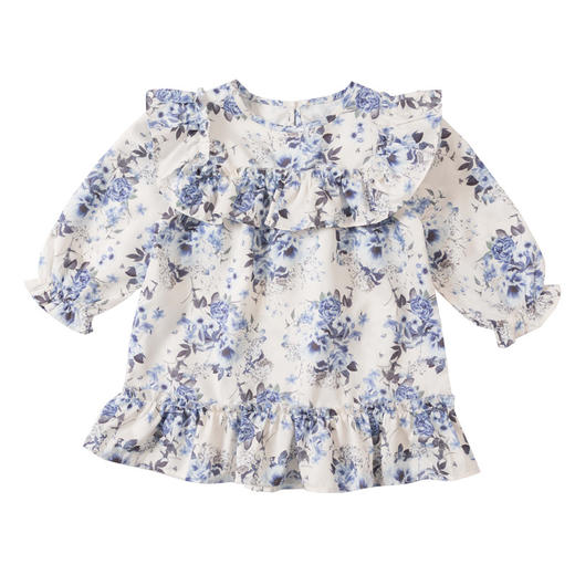 HNSBY31160 2023春秋新款女童碎花连衣裙韩版童装儿童宝宝荷叶花边长袖公主裙 商品图4