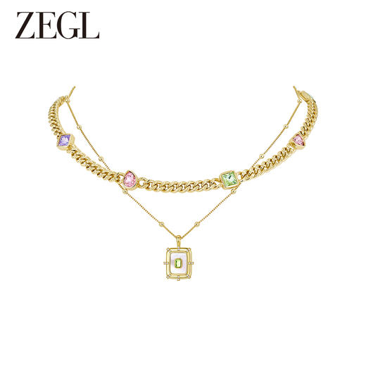 ZEGL设计师早春调色盘系列古巴叠戴项链女2023年新款锁骨链配饰品 商品图0