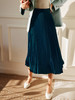 Olrain欧芮儿孔雀蓝半身裙女夏季2022年新款高腰气质百褶a字摆裙 商品缩略图2