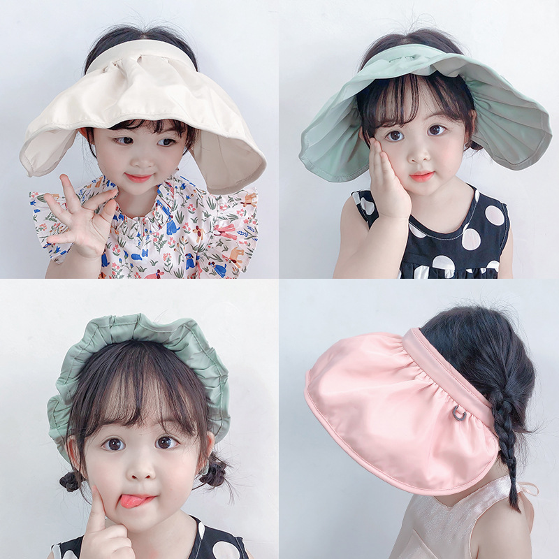 儿童帽夏季男女童无顶防晒帽宝宝遮阳帽大檐透气太阳帽空顶贝壳帽