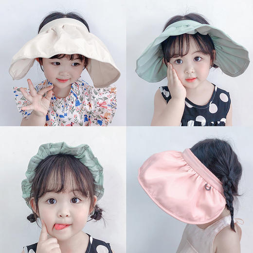 儿童帽夏季男女童无顶防晒帽宝宝遮阳帽大檐透气太阳帽空顶贝壳帽 商品图0