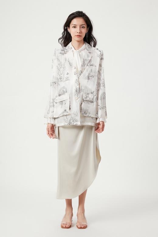 香槟色幻境中式花园印花水晶纱西装外套 商品图1