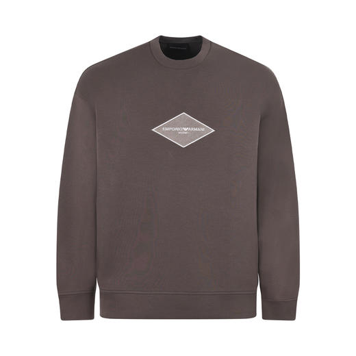 EMPORIO ARMANI 阿玛尼 男士棉质徽标印花圆领长袖卫衣 卡其色 3R1MDD 1JHSZ 0440 商品图0