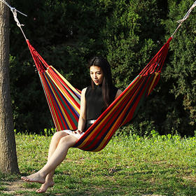 【送收纳袋！防侧翻帆布吊床】体会自然放松的滋味，野外垫单人吊床双人秋千带木棍，户外产品露营系列野餐家庭整理