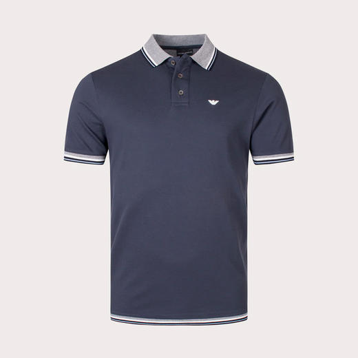 EMPORIO ARMANI 阿玛尼 男士棉质刺绣徽标短袖POLO衫 蓝色 3R1FC0 1JTKZ 0931 商品图0