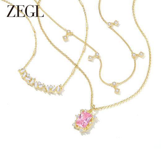 ZEGL设计师早春调色盘系列双层叠戴几何皓石项链女轻奢小众锁骨链 商品图2