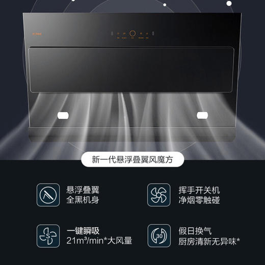 方太油烟机侧吸式抽吸油烟机近吸式7家用厨房脱排挥手智控新品21立方大风量一级能效烟灶套装JCD6+FD1B 商品图5