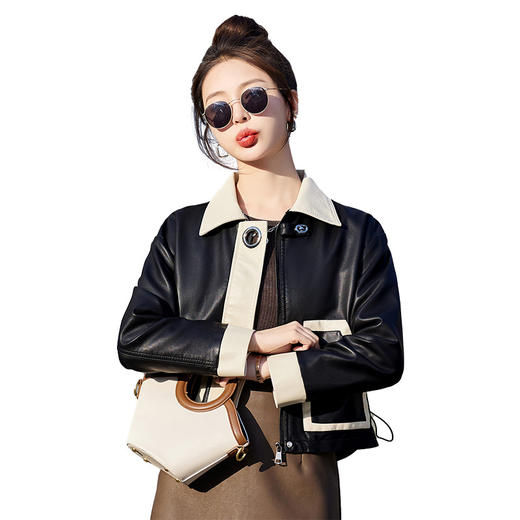 HRFS-WW880089圆环扣休闲2023春季新款翻领上衣小皮衣 商品图4