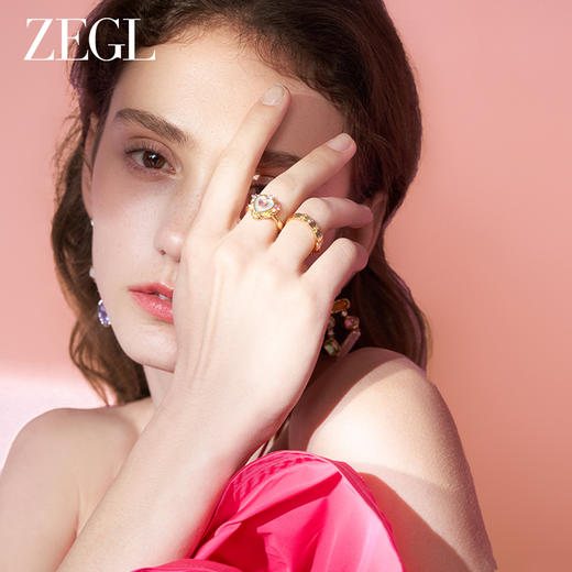 ZEGL设计师早春调色盘系列彩色爱心戒指女小众设计高级感食指戒子 商品图3
