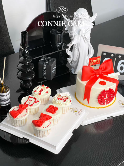 【1396】蝴蝶结订婚蛋糕+杯子组合 商品图5