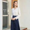 OLrain欧芮儿法式白色长袖衬衫女早春2023新款设计感小众V领衬衣 商品缩略图3