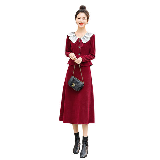 小香风灯芯绒两件套，气质显瘦半身裙套装HR-MUZ1313 商品图10