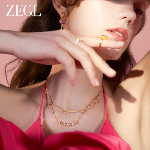ZEGL设计师早春调色盘系列双层叠戴几何皓石项链女轻奢小众锁骨链 商品图4