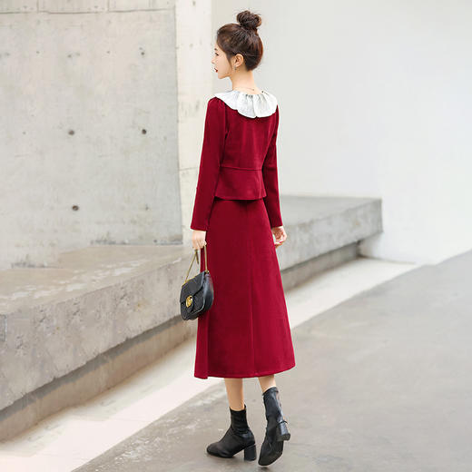 小香风灯芯绒两件套，气质显瘦半身裙套装HR-MUZ1313 商品图3