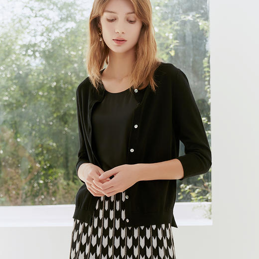 【七分袖薄款针织开衫】23年春季新品女士圆领针织开衫百搭薄款小外套 商品图0