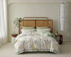 【下架】自然醒天丝棉印花四件套春夏凉感不冰裸睡被套床单LB