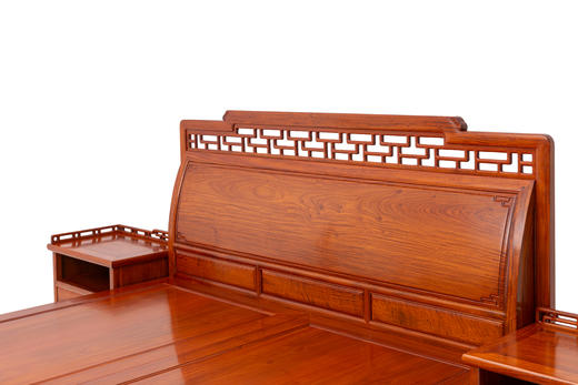 红桥红  家具严选  缅甸花梨（大果紫檀）【180曲尺弯背素面 高低床】 商品图1