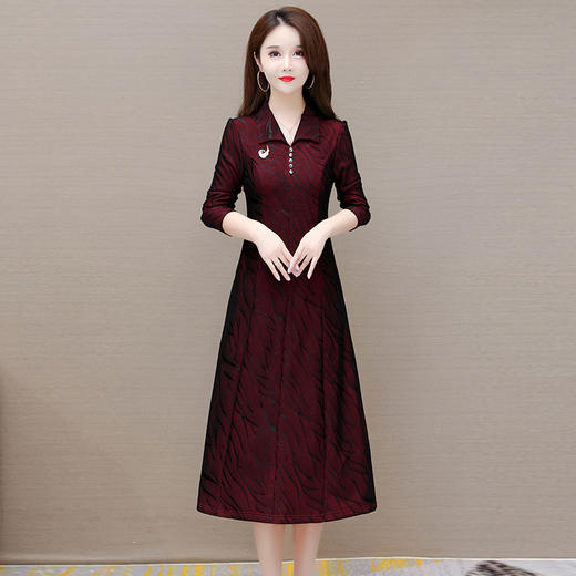 新款韩版修身气质优雅洋气妈妈裙MZ-AH22A1457 商品图6