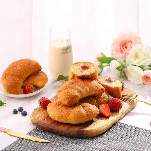 【早餐面包推荐】意大利进口捷森夹心草莓/蛋奶/可可/杏酱夹心牛角面包270g/袋【中欧班列精选】 商品图6