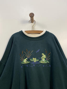 80年代 Vintage top stitch 全刺绣 卫衣 _SLSS(S)