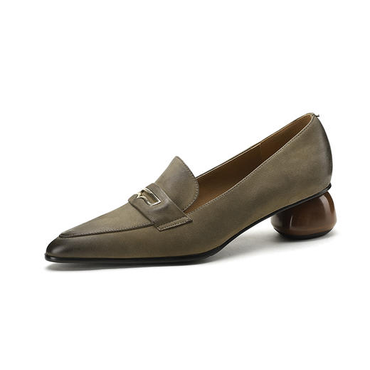 粗跟浅口单鞋，真皮爆款网红女鞋粗跟尖头鞋子HYT-7206-A 商品图12