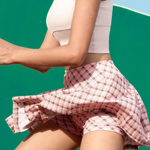 跃牌【欲动春风】系列假两件运动裙子女休闲格子半身裙修身显瘦健身短裙22442（直播仓）此款为欧码，建议拍小一码！ 商品图3