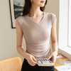 吊带背心女内搭，女装新款气质v领打底衫收腰褶皱无袖纯色上衣SG-DY030038 商品缩略图0