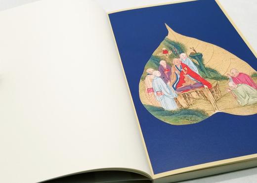 主题笔记本：《菩提叶 十八罗汉》《宿妆隐笑》，100g米色道林纸，21cm*13cm，合售40元。

装帧：锁线薄胶并用帆布包边，可大尺度近180度平摊，随心书写，随意勾画，每册内页160页，18幅图 商品图11