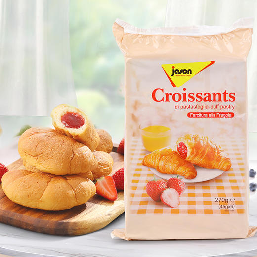 【早餐面包推荐】意大利进口捷森夹心草莓/蛋奶/可可/杏酱夹心牛角面包270g/袋【中欧班列精选】 商品图9
