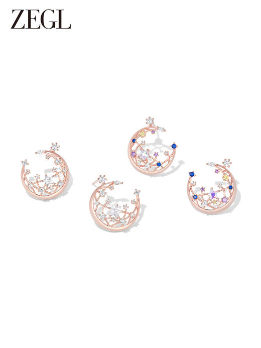 ZEGL月亮耳环女2023新款耳钉小众设计感高级925银针气质春季耳饰 商品图0