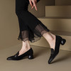粗跟浅口单鞋，真皮爆款网红女鞋粗跟尖头鞋子HYT-7206-A 商品缩略图9