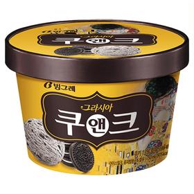 宾格瑞曲奇奶油桶装冰淇淋750ml빙그레 쿠앤크 빙과