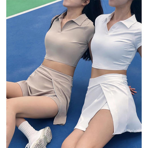 跃牌【欲动春风】系列裸感高腰紧身休闲上衣22226假两件防走光裙裤22436此款为欧码，建议拍小一码！ 商品图3