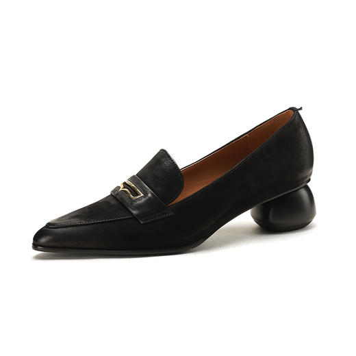 粗跟浅口单鞋，真皮爆款网红女鞋粗跟尖头鞋子HYT-7206-A 商品图13