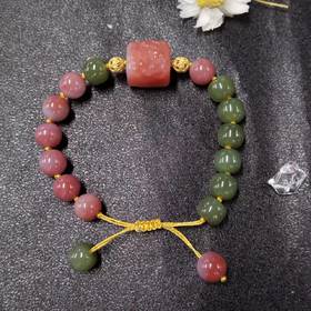 和田玉单圈-盐源玛瑙 凤穿牡丹