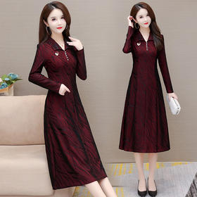 新款韩版修身气质优雅洋气妈妈裙MZ-AH22A1457