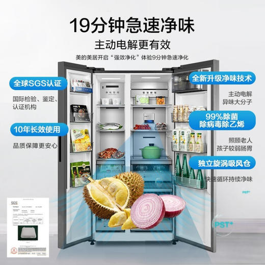 美的(Midea)600升对开门冰箱 一级双变频 19分钟急速净味除菌 独立母婴仓 智能家电 BCD-600WKGPZM(E) 商品图2